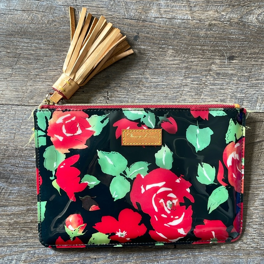 Dooney & Bourke rose print leather clutch